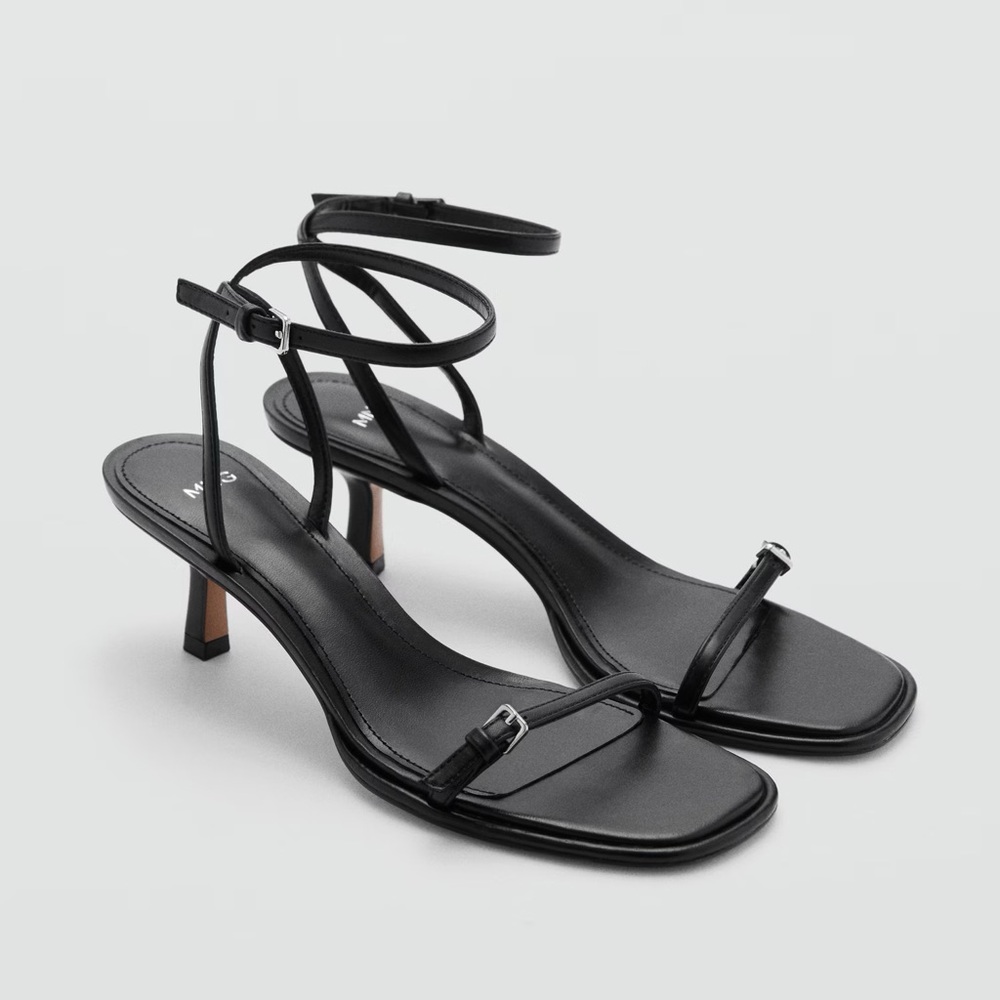 Mango Black Strappy Heels